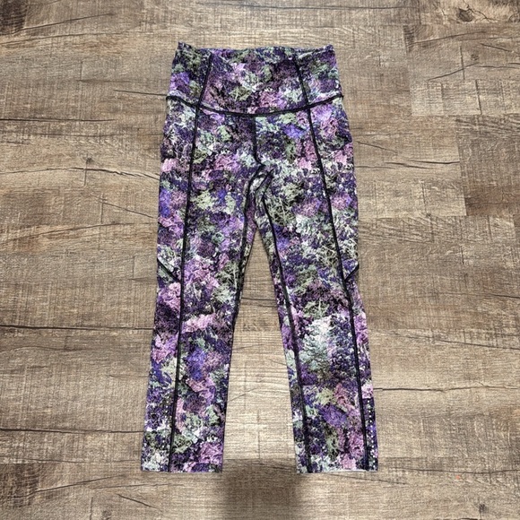 Lululemon - Fast & Free Crop II Nulux 19" - Vivid Vision Multi Black - Size 4 - Picture 7 of 12